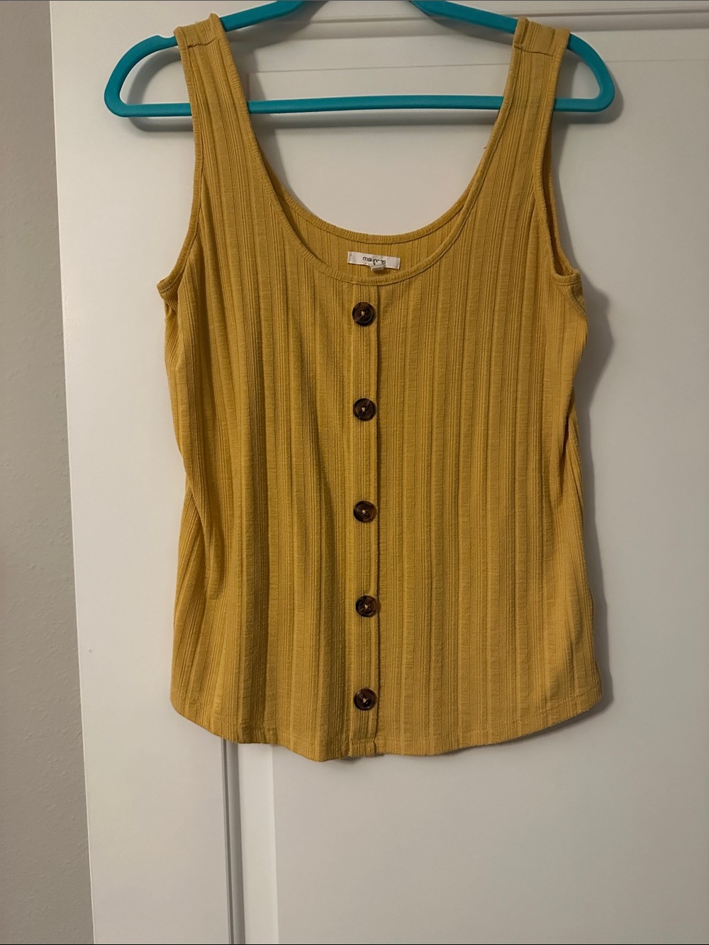 Maurices Mustard Ribbed Button-Front Tank